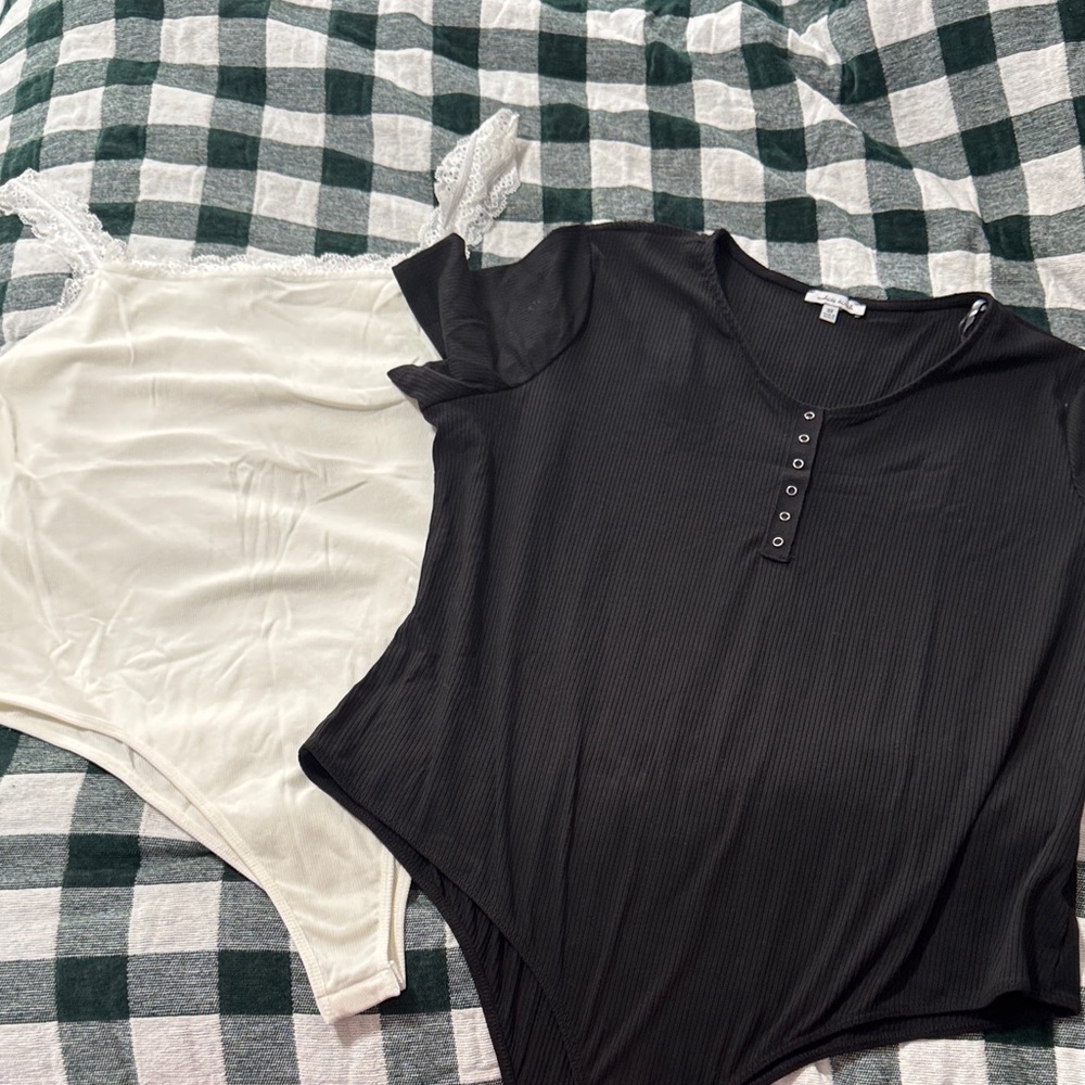 Brand new White Birch body suits black short sleeve and white tank